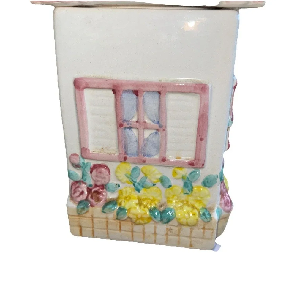 Vintage House Shaped Cookie Jar, Lidded Canister  resembles Lenox Village